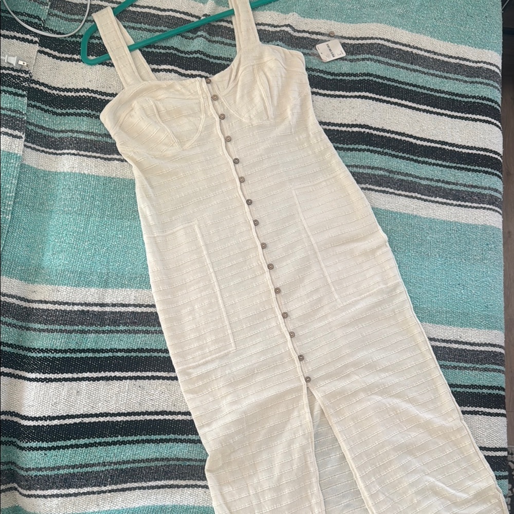 Cream Button-Down Dress
